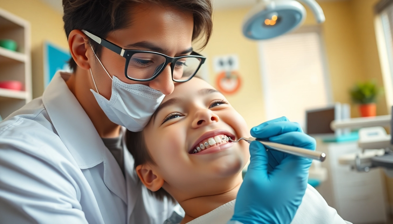 Orthodontist Myrtle Beach caring for a smiling child in a welcoming dental office.